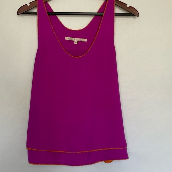 RACHEL Rachel Roy Tops - Rachel Rachel Roy Hot Pink and Orange Trim Sleeveless Swing Tank; Size Small